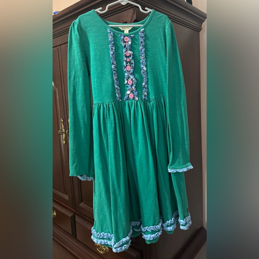 Matilda Jane Green Dress with Blue Accents